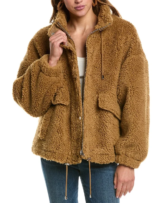 ba&sh Teddy Fleece Coat Button-Up Cardigan Coat