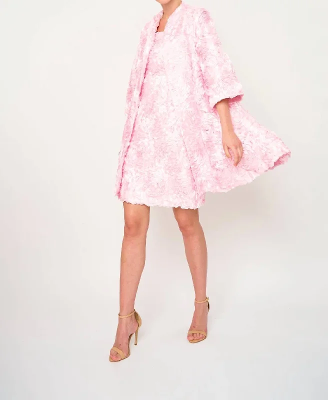 Bonita Coat In Floral Lace Pink Chic Winter Coat