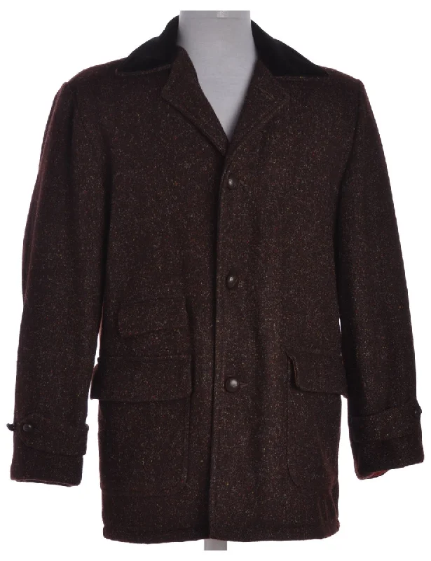 Brown Velvet Collar Coat Fitted Tailored Blazer