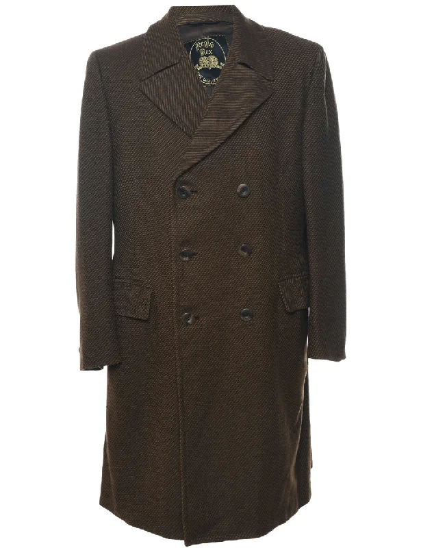 Double Breasted Wool Coat - XL Suede Fringe Jacket