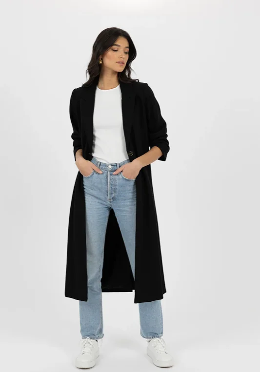 Humidity Madison Coat- Black Modern Asymmetric Coat