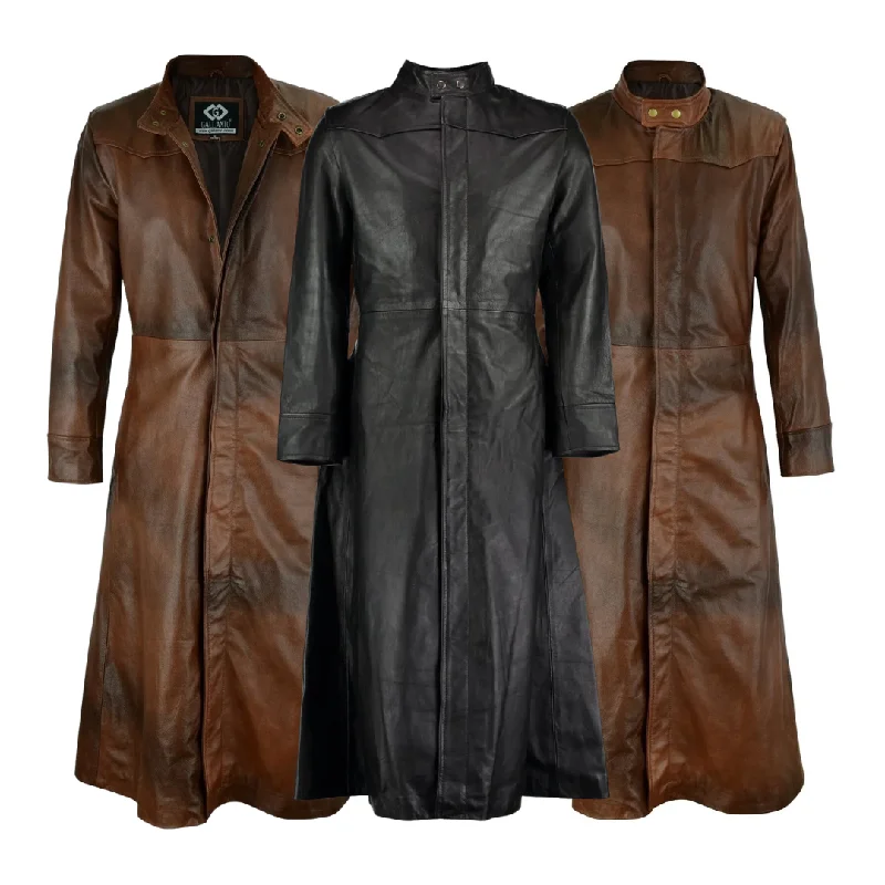 25x LEATHER LONG COATS Draped Collar Cardigan