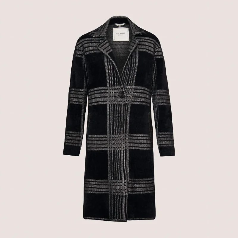 Lori Long Coat In Black Thick Layered Jacket