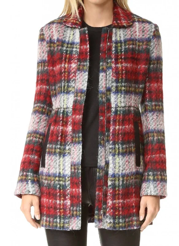 Martine Zip-Front Coat In Multi Quilted Hybrid Jacket