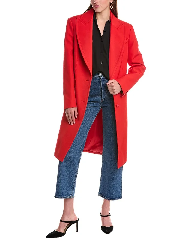 Michael Kors Collection Gabardine Chesterfield Wool-Blend Coat Embroidered Kimono Coat