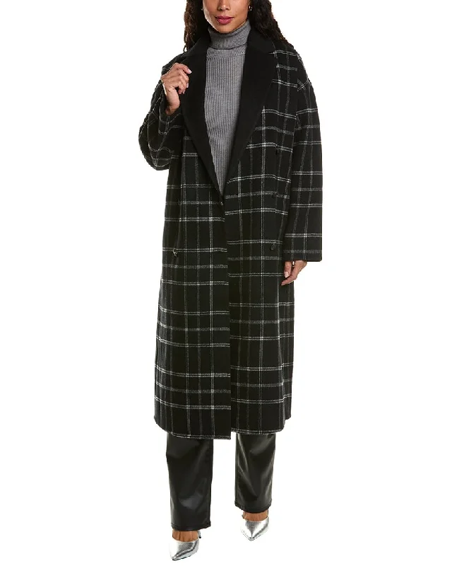 rag & bone Thea Plaid Wool Coat Flowy Lightweight Kimono