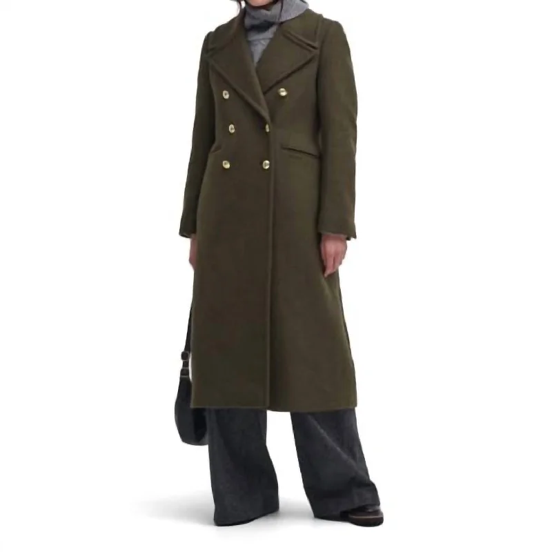 Reva Wool Military Coat In Olive Fleece Lined Windbreaker