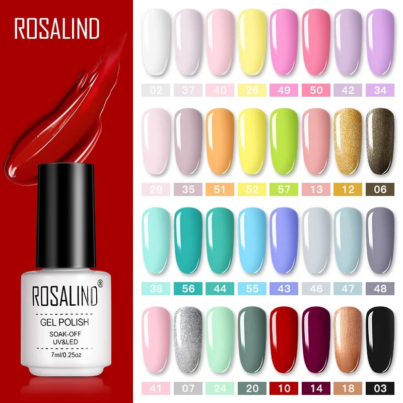 ROSALIND Gel Polish Set Manicure for Nails Semi Permanent Vernis top coat UV LED Gel Varnish Soak Off Nail Art Gel Nail Polish Double-Layered Poncho