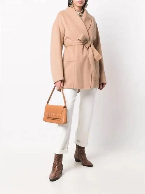 Silhouettes Coat In Soft Camel Polished Tailored Coat