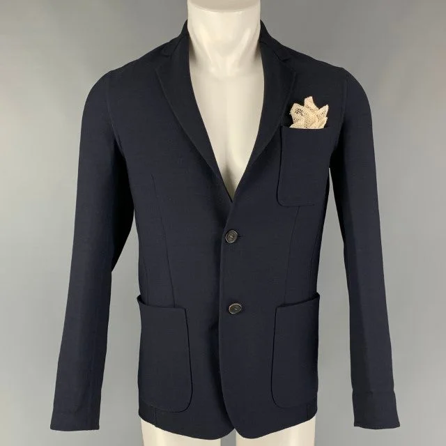 SOFIE D'HOORE Size 38 Navy Solid Notch Lapel Sport Coat Hooded Parka Coat