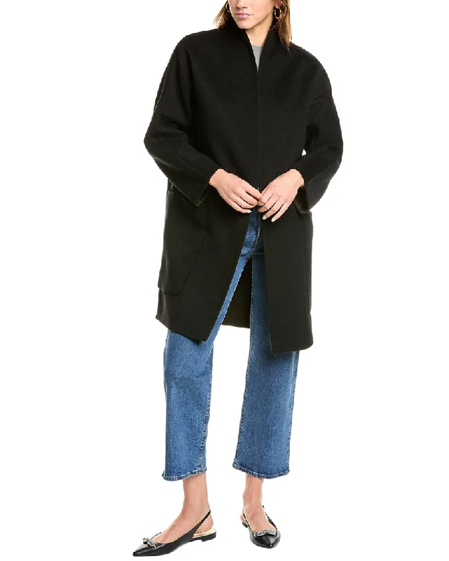 Vince Reversible Wool-Blend Car Coat Knit Longline Duster