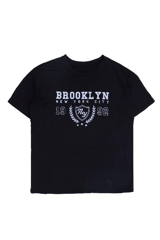 Brooklyn 1992 Graphic Relaxed Tee Spandex Blend Rayon Blend Denim Blend