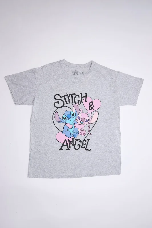 Stitch And Angel Heart Graphic Relaxed Tee Seamless Knitted Crochet