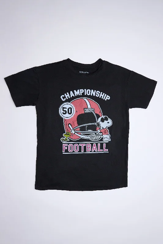 Peanuts Snoopy Football Graphic Relaxed Tee Silk Blend Satin Velvet