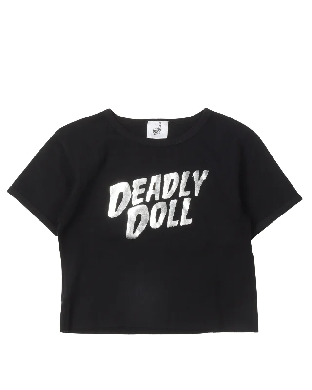 Deadly Doll Horseshoe Logo Baby T-Shirt Satin Blend Silk Blend Wool Blend