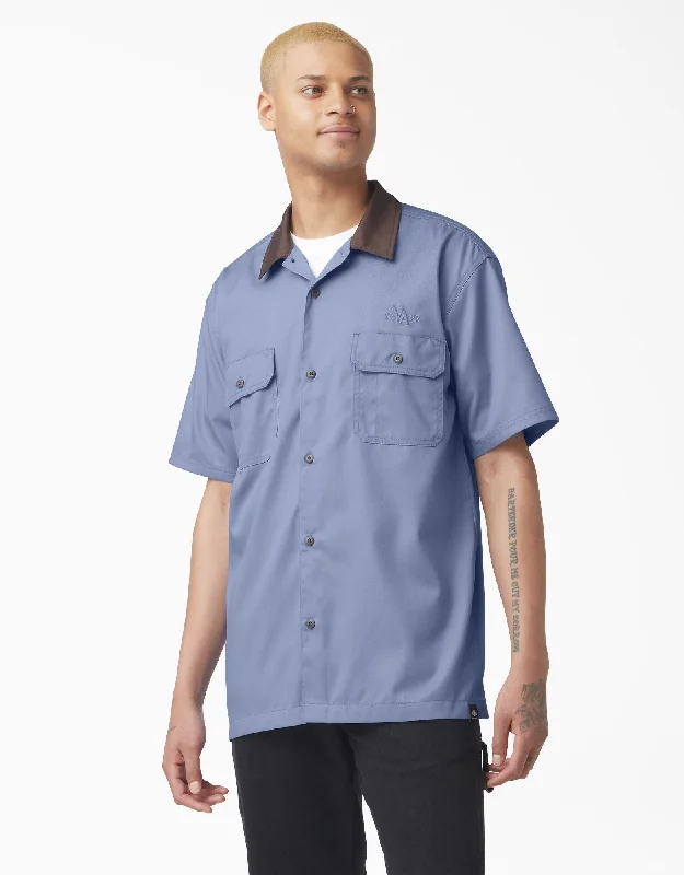 Dickies Vincent Alvarez Block Collar Work Shirt - Gulf Blue Rayon Velvet Corduroy