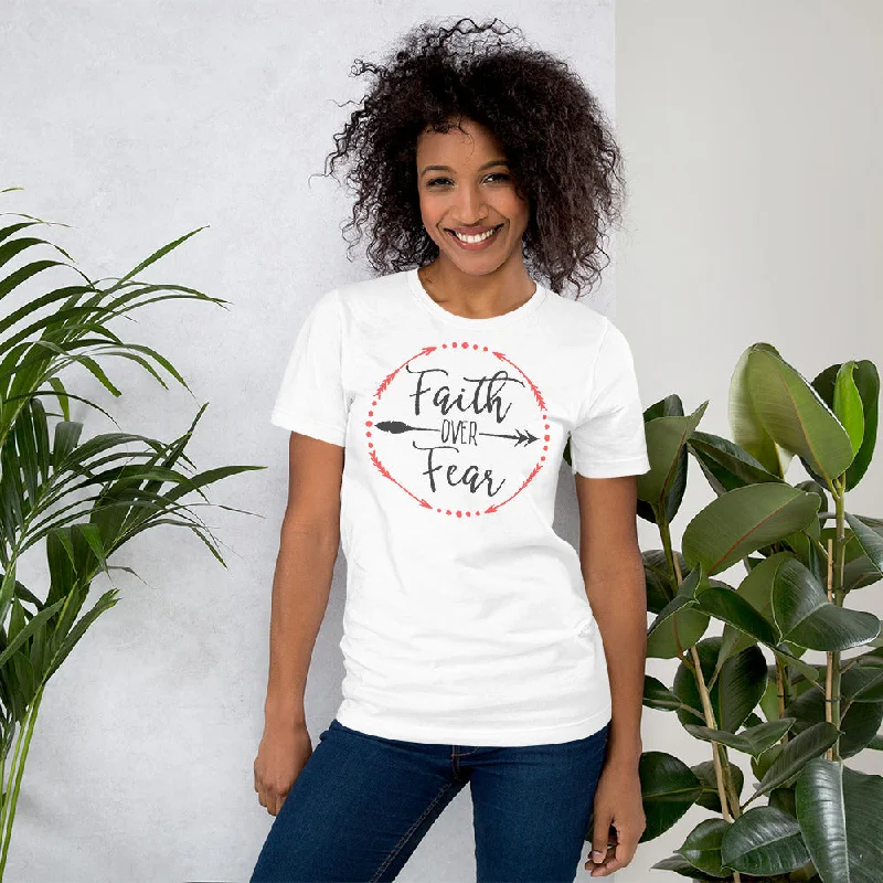 Faith over Fear - Short-Sleeve Unisex T-Shirt Zippered Front Buttoned Front Snap Front