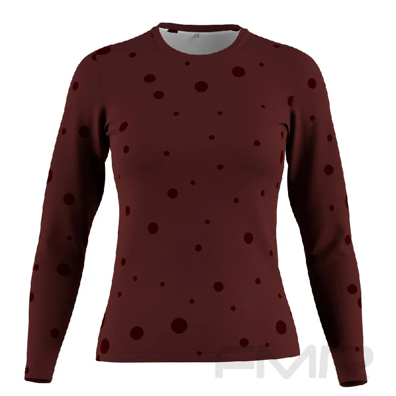 FMR Women's Polka Dot Long Sleeve Running Shirt Spandex Blend Rayon Blend Denim Blend