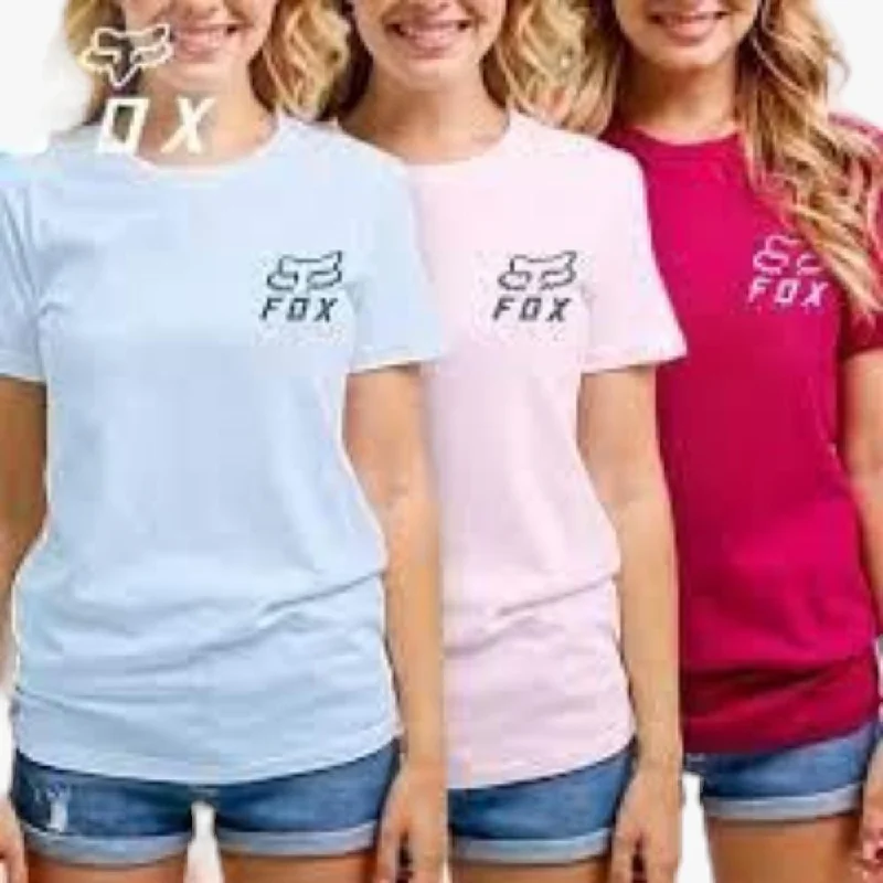 Fox Ladies One More Lap Ringer Short Sleeve Tee Lt Pink Lace Blend Ribbed Blend Corduroy Blend