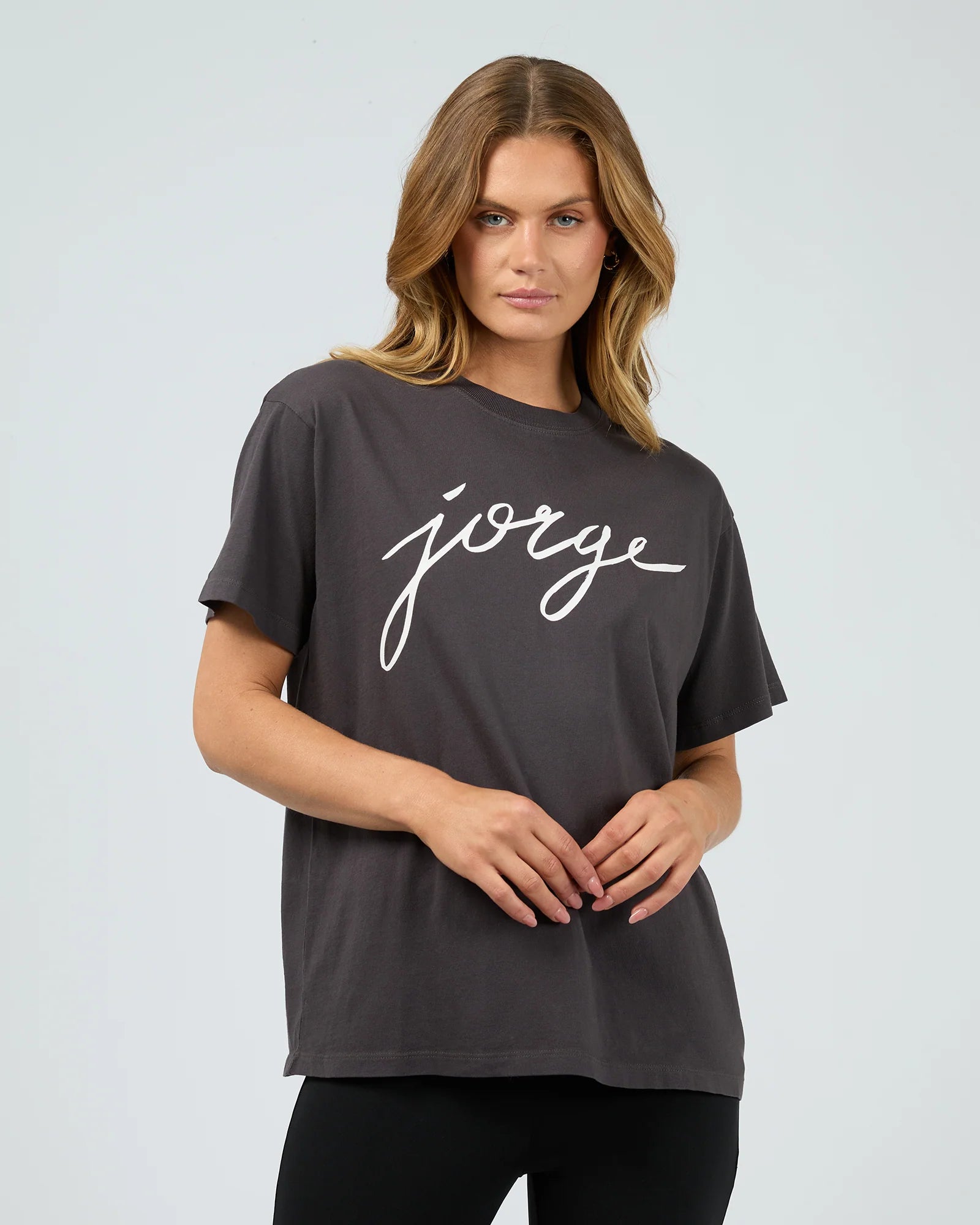 Jorge Script Tee Black Ribbed T-Shirt High Neck Heavyweight