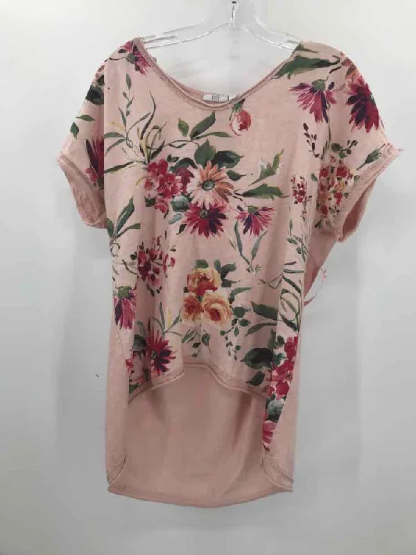 Pre-Owned Kaktus Pink Size Small Floral T-shirt Fashionable Trendy Casual