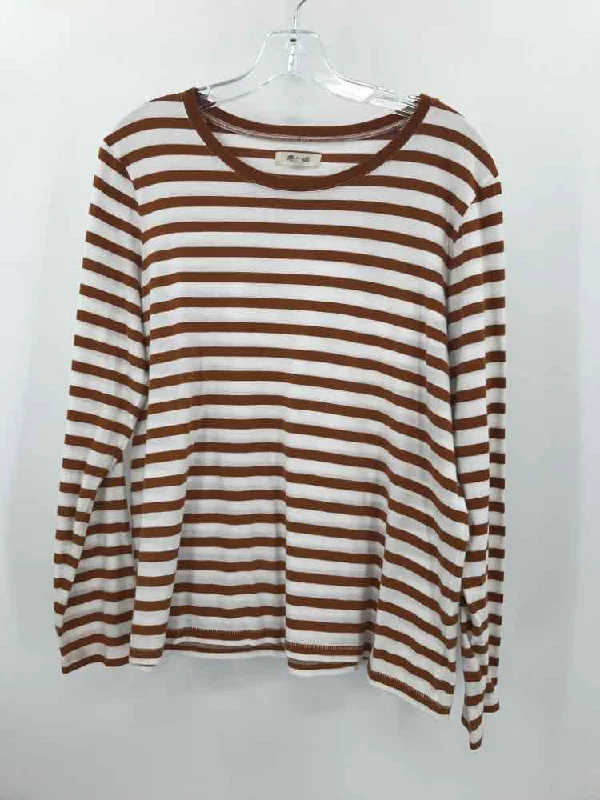 Pre-Owned Madewell Ivory Size Large Stripe T-shirt Hooded Caped Shawl Collar