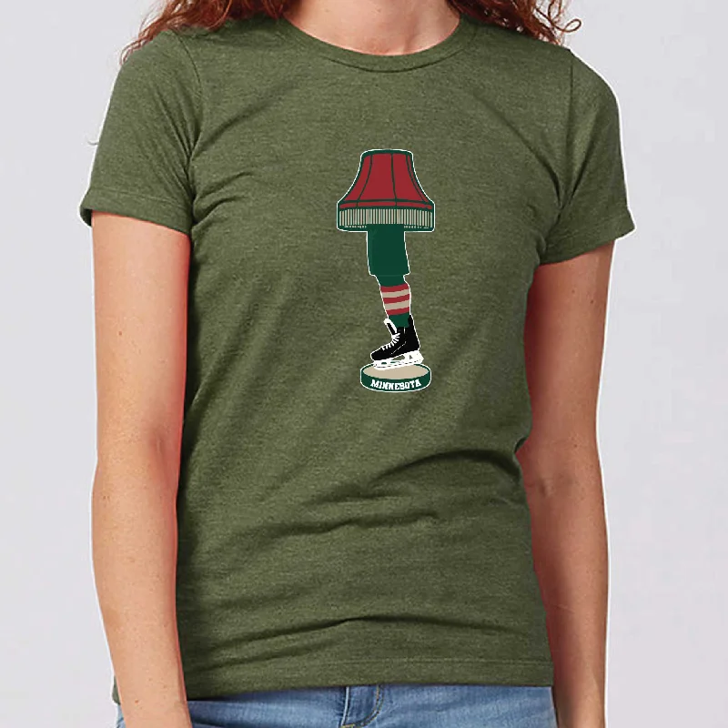 Minnesota Hockey Holiday Leg Lamp Women's Slim Fit T-Shirt Cotton Fabric Linen Fabric Terry Fabric