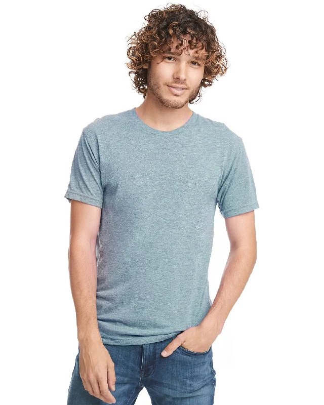 Next Level Mens Triblend Crew Tee | Stonewash Denim Welt Pockets Slit Pockets