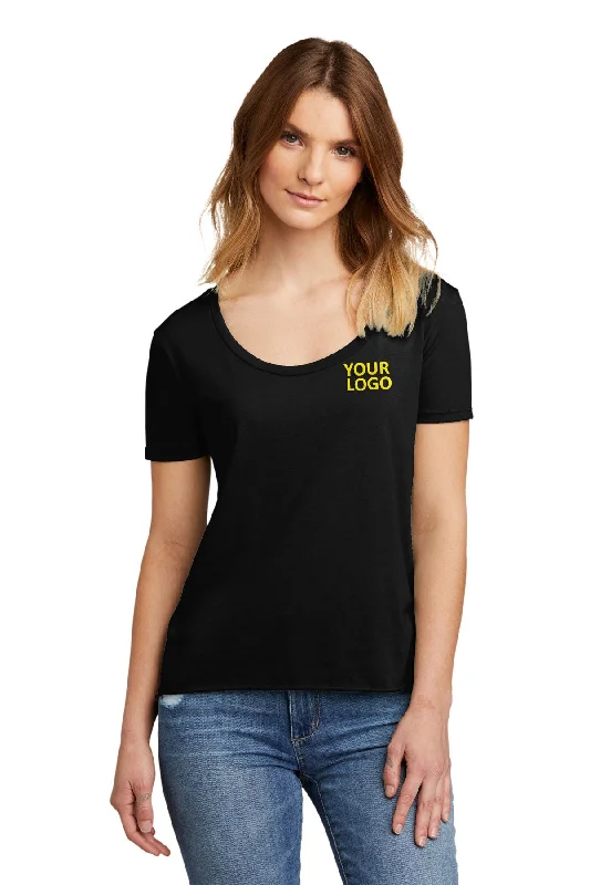 Next Level Women's Festival Scoop Neck Branded T-Shirts, Black Fleece Nylon Spandex