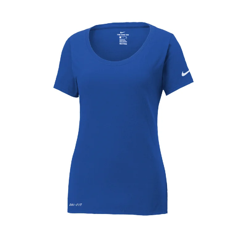 Nike Women's Rush Blue Dri-FIT Cotton/Poly Scoop Neck Tee Handmade Hand-knitted Hand-woven