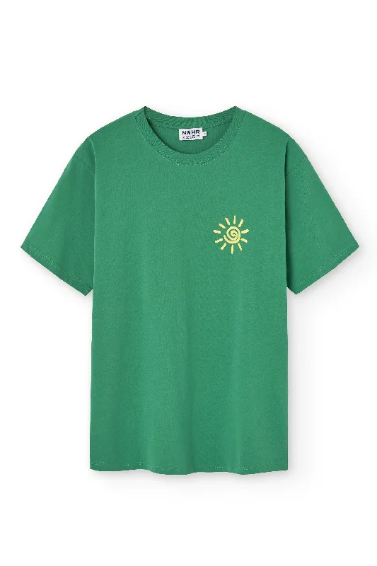 Sun T-Shirt Green Hooded Caped Shawl Collar