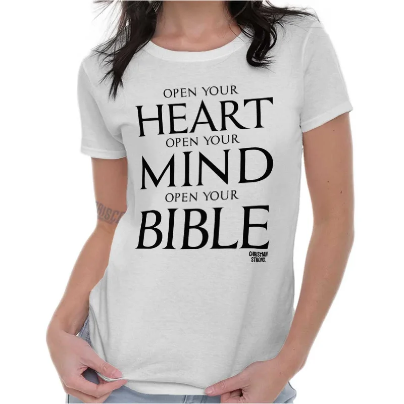 Open Your Bible Ladies T Shirt Fleece Nylon Spandex