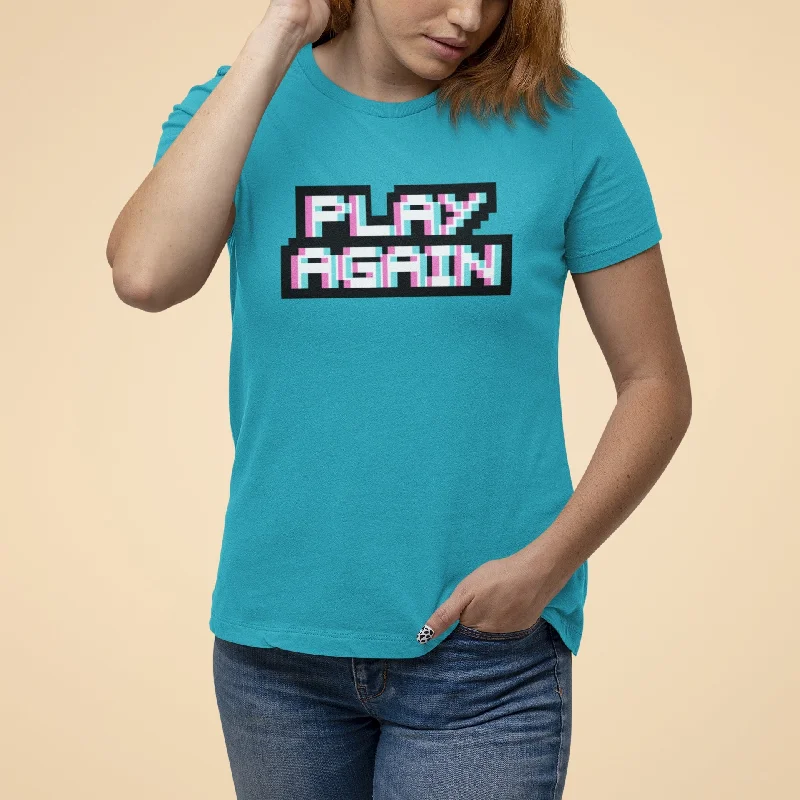 PLAY AGAIN PRINTED TSHIRT Rayon Velvet Corduroy