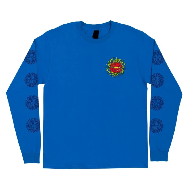 Slime Balls SB Logo Long Sleeve Mens T-Shirt - Royal Blue Front Pockets Side Pockets Patch Pockets