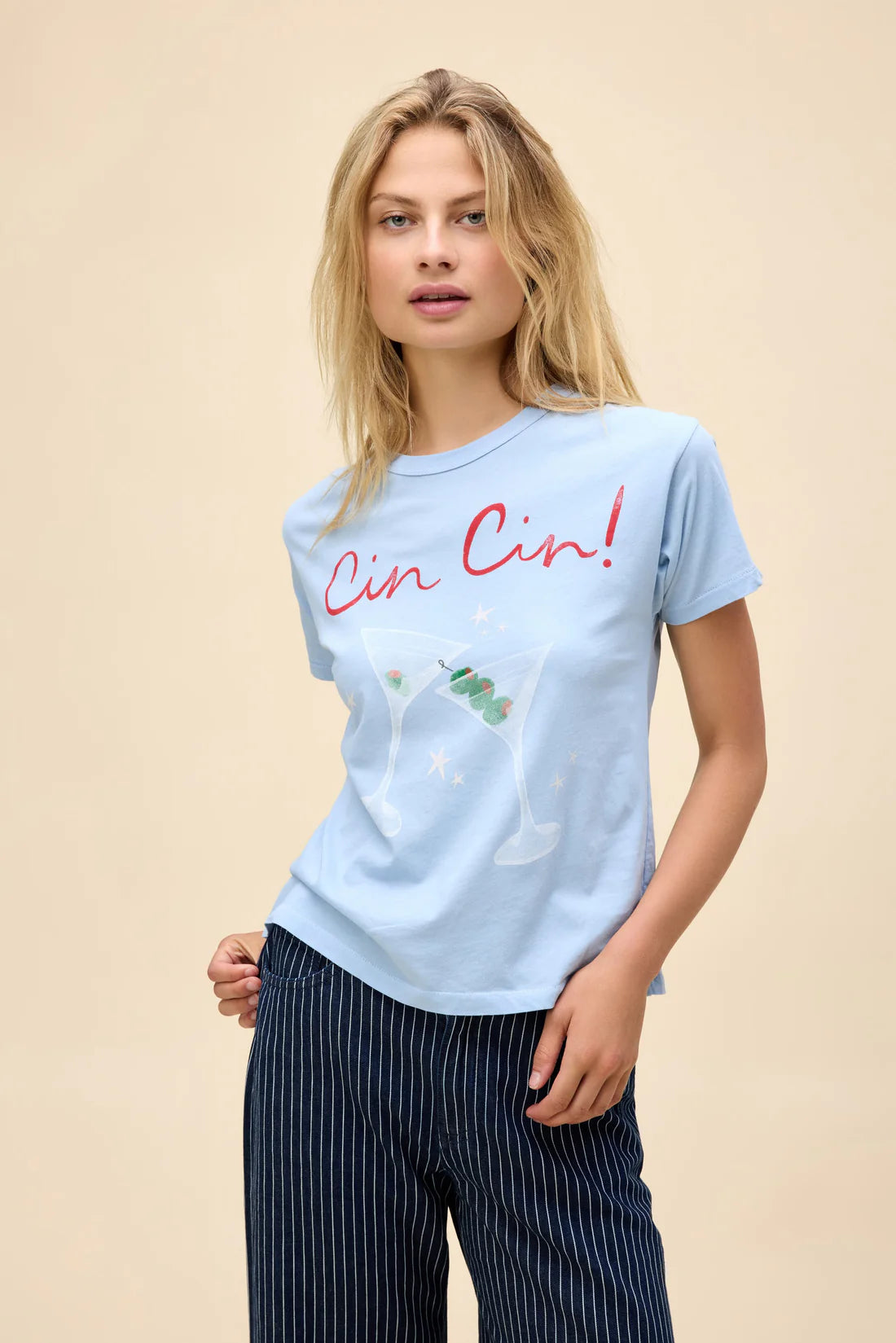 Daydreamer Cin Cin! Ringer Tee Ribbed Striped Patterned