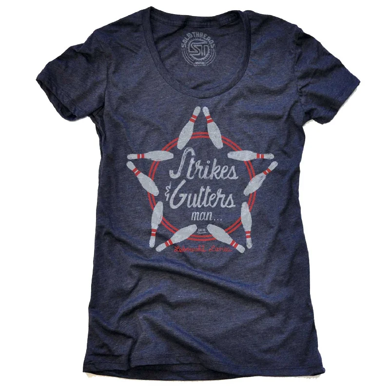 Women's Strikes & Gutters T-shirt Mesh Canvas Denim