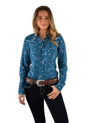 Wrangler Ladies Jesikah Print Western L/S Shirt- X2W2140783 - ON SALE Elegant Classic Vintage