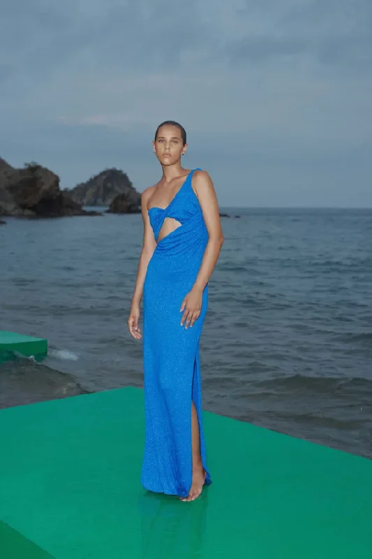 Arrecife Dress Noche Azul Off-the-shoulder Chic Trendy