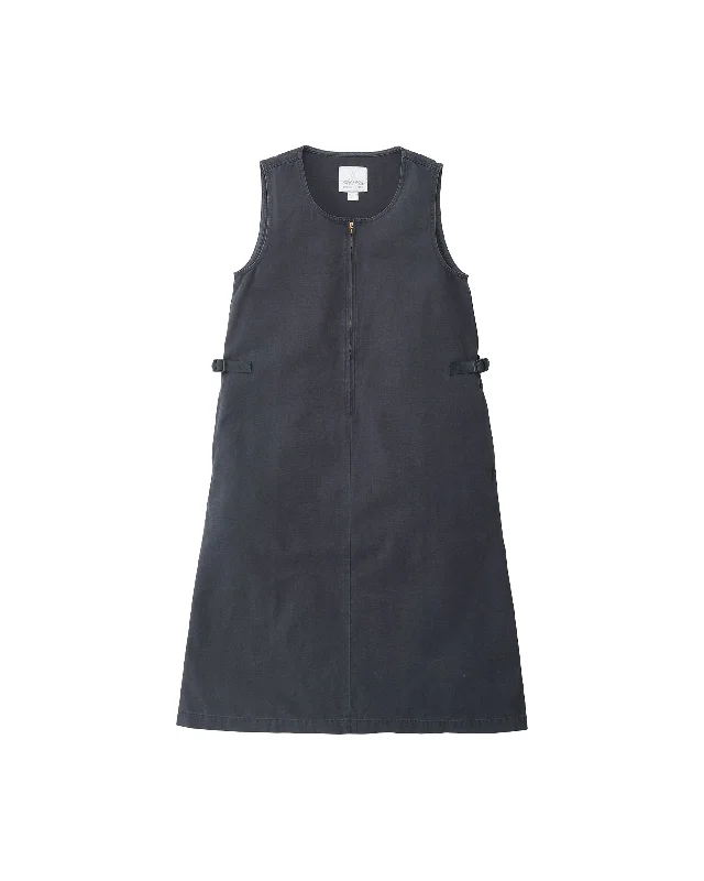 Canvas Mid-Length Dress - Dusty Black Tunics Short Trendy