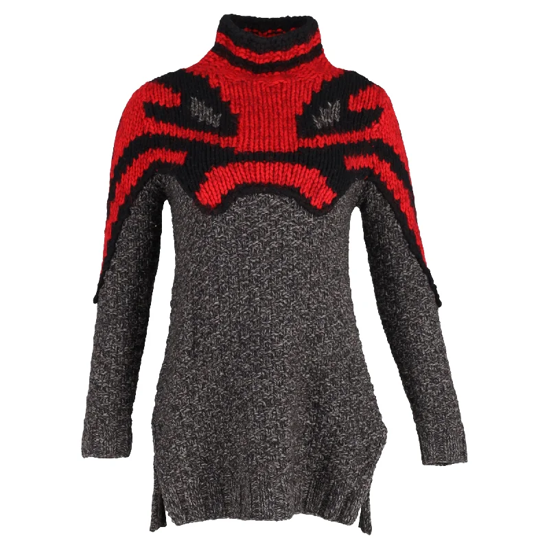 Celine Phoebe Philo Pre-Fall 2010 Abstract Knit Sweater Dress in Red and Grey Wool Tunics Designer luxury