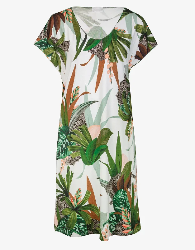 Floral Safari Beach Dress - White Jungle Tunics Leisure comfortable