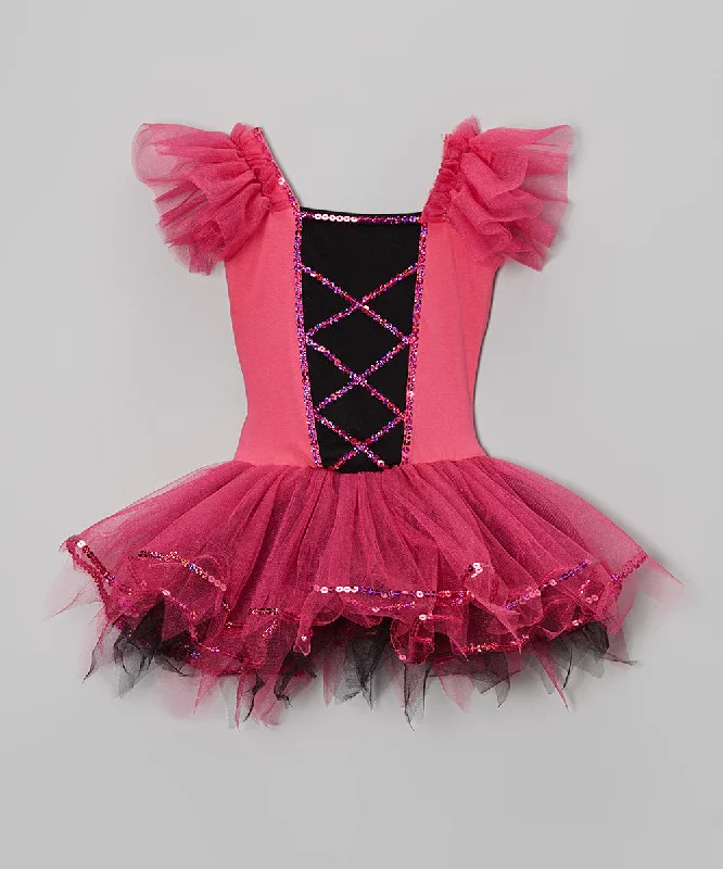 Hot Pink Cross Lines Ballet Dress Tunics Chic fashionable