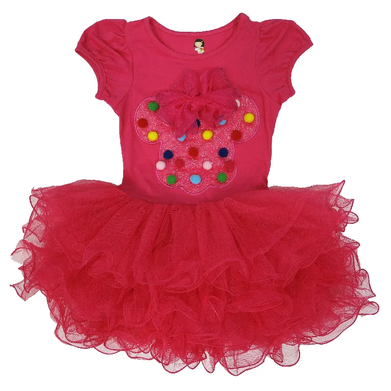 Hot Pink Minnie Bow Dress Rainbow Dot Tunics Top rated