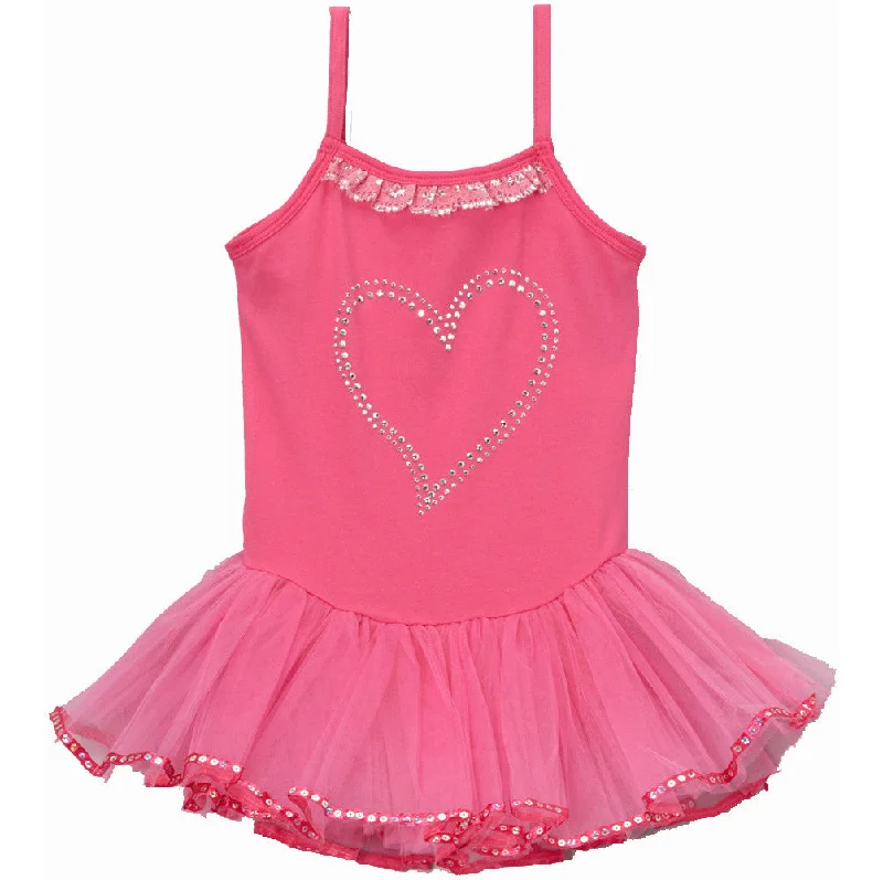 Hot Pink Rhinestone Heart Ballet  Dress Tunics Timeless classic