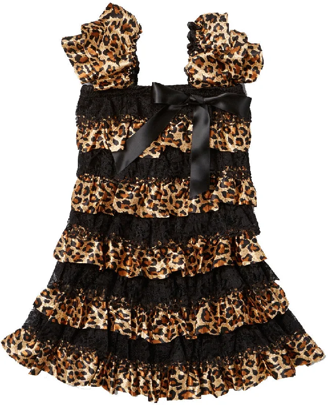 Leopard & Black Lace Ruffle Petti Dress Tunics Top rated