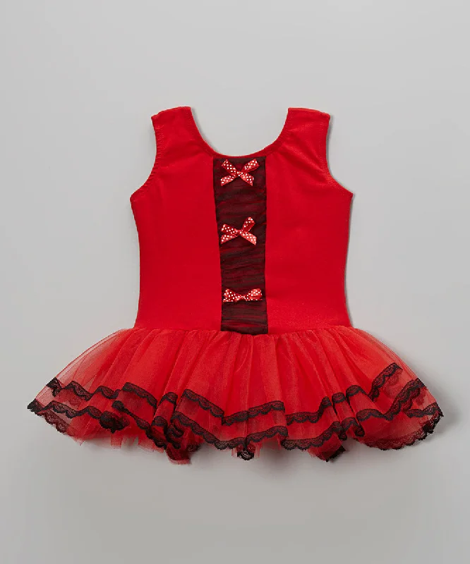 Red Bows Front Frills Ballet Dress Tunics Sale discount