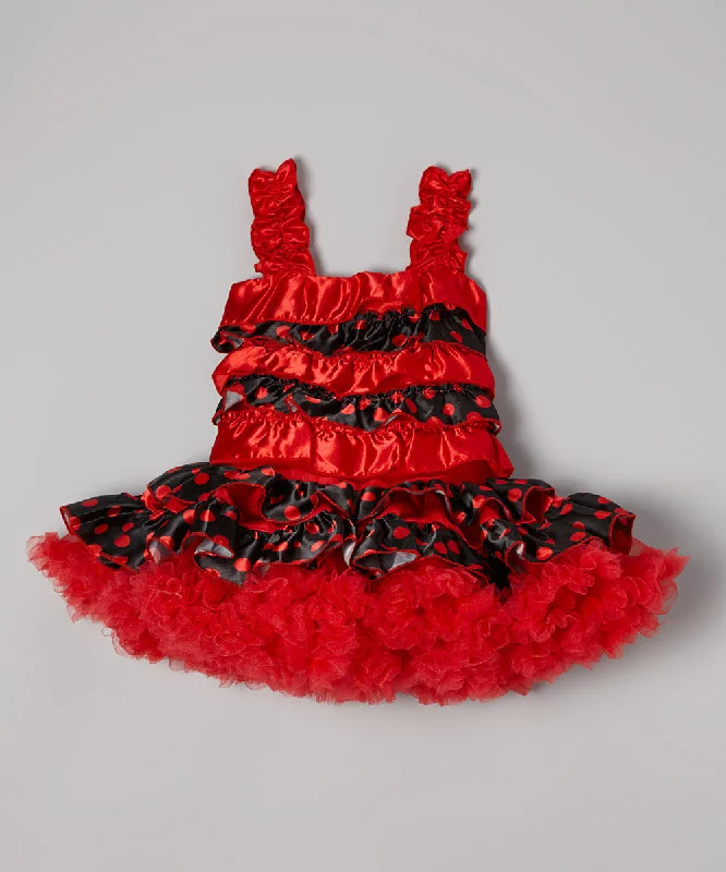 Red Ruffles Cupcake Dress Tunics Long Elegant