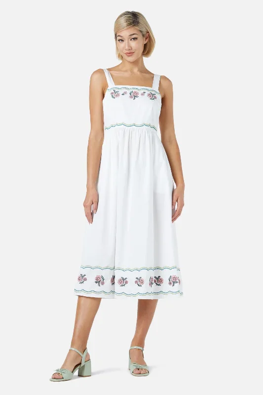 Renata Embroidered Dress Square Neckline Feminine